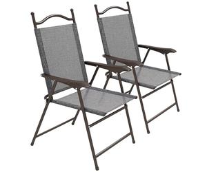 Outsunny Sillas Plegables 2er-Set, Silla jardín con Brazos Gris