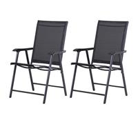 Outsunny Conjunto de 2 sillas plegables con reposabrazos para jardín o terraza Negro