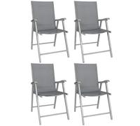 Outsunny Sillas Plegables Jardín Conjunto de 4 Sillas con Respaldo Alto y Reposabrazos para Terraza Playa 58x62x97 cm Gris Aosom España