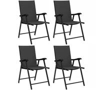 Outsunny Sillas Plegables Jardín Conjunto de 4 Sillas con Respaldo Alto y Reposabrazos para Terraza Playa 58x62x97 cm Negro Aosom España
