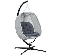 Outsunny Sillón colgante en forma de huevo para exteriores, Columpio con Estructura, Cojines de Asiento Interior Exterior Aosom España