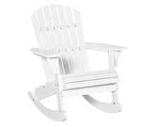 Outsunny Sillón Mecedora Adirondack de Madera Natural 77x94x97 cm para Jardín Terraza Exterior de Estilo Rústico Carga 130kg White 77x94x97cm