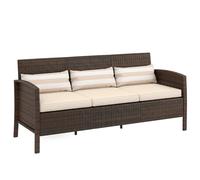 Outsunny Sofá de Exterior de 3 plazas en ratán PE, sofá de Exterior con Cojines Acolchados y desenfundables, para jardín, Patio y terraza, 173 x 68 x 78 cm, marrón y Caqui