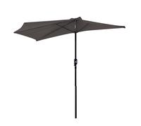 Outsunny Sombrilla 269x138x236 cm Parasol de Jardín con Manivela y Forma Semicircular para Exterior Terraza Patio Piscina Gris