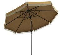 Outsunny Sombrilla con flecos inclinable, diámetro 265 cm, color caqui | Sombrilla de 8 costillas para jardín, balcón