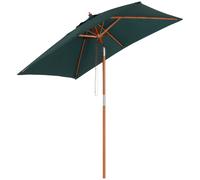 Outsunny Sombrilla de Jardín 200x150x235 cm Parasol de Terraza Rectangular Inclinable con Anti-UV Impermeable y Poste de Madera para Playa Patio