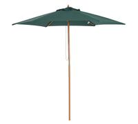 Outsunny Sombrilla de Jardín Ø250x230 cm Parasol de Terraza con 6 Varillas Poste Desmontable Anti-UV Impermeable y Marco de Madera para Playa Patio