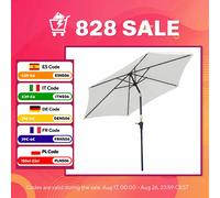 Outsunny Sombrilla para Jardín Ø260x235 cm Parasol de Aluminio con Reclinable con Manivela y 6 Varillas para Terraza Exterior Balcón Crema