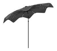 Outsunny Sombrilla de Jardín Ø292x248 cm Parasol de Terraza Manual con 32 Luces LED Solares 8 Varillas Impermeable y Rejillas de Ventilación para