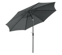 Outsunny Sombrilla de jardín Ø295x250 cm – Manivela inclinable, poste metal desmontable, gris oscuro