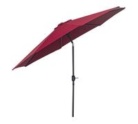 Outsunny sombrilla de jardín ø300x250 cm con manivela parasol exterior con mecanismo de inclinación y poste desmontable de metal para terraza piscina patio vino tinto