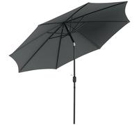 Outsunny Sombrilla de jardín Ø295x250 cm – Manivela inclinable, poste metal desmontable, gris oscuro