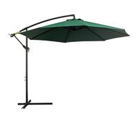 Outsunny Sombrilla de Jardín Ø300x250 cm Parasol Excéntrico Inclinable con Manivela Base Cruzada y Soporte de Acero Protección Solar para Terraza