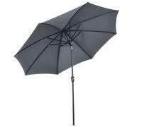 Outsunny Sombrilla de Jardín con Manivela Techo Inclinable Ø300x240 cm Gris para Patio Terraza Exterior Aosom España