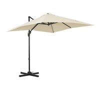 Outsunny Sombrilla de Jardín de Aluminio 245x245x245 cm Parasol Excéntrico con Manivela Giratorio 360° Inclinación de 3 Niveles Tela Desmontable Cream 245x245x245cm