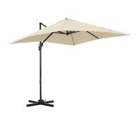 Outsunny Sombrilla de Jardín de Aluminio 245x245x245 cm Parasol Excéntrico con Manivela Giratorio 360° Inclinación de 5 Niveles Tela Poliéster 200 g/m² Desmontable Crema