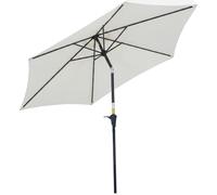Outsunny Sombrilla de Jardín, Ø260x235 cm, Parasol de Jardín Reclinable con Manivela, Poste Desmontable de Aluminio y 6 Varillas de Metal, para Terraza, Exterior, Balcón, Crema Marfil