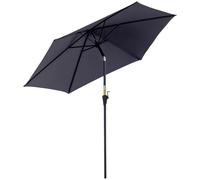 Outsunny Sombrilla para Jardín Ø260x235 cm Parasol de Aluminio con Reclinable con Manivela y 6 Varillas para Terraza Exterior Balcón Gris