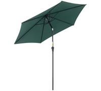 Outsunny Sombrilla de Jardín Reclinable con Manivela Ø260x235 cm Verde | Parasol de Jardín, Poste Desmontable de Aluminio, 6 Varillas de Metal, para Terraza, Exterior, Balcón