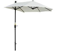 Outsunny Sombrilla de Pared de Jardín 200x190x240 cm Parasol de Terraza con Manivela Poste de Acero y Base Cruzada Anti-UV para Terraza Balcón Crema