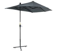 Outsunny Sombrilla de Pared Semicircular de Jardín Parasol con Manivela y Base Cruzada para Exterior 200x190x240 cm Gris Aosom España