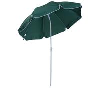 Outsunny Sombrilla de Playa Ø202 cm con Techo Inclinable Poste Desmontable Pincho Inferior para Jardín Verde Aosom España