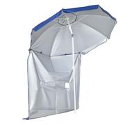 Outsunny Sombrilla de Playa Ø191x211 cm con panel lateral, techo inclinable y manivela - Azul