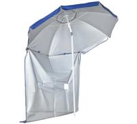 Outsunny Sombrilla de Playa con Panel Lateral Ø191x211 cm Techo Inclinable Azul Azul