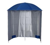 Outsunny Sombrilla de Playa con Panel Lateral Ø220x220 cm Apertura Manual Azul
