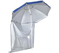 Outsunny Sombrilla de Playa Ø191x211 cm con panel lateral, techo inclinable y manivela - Azul