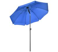 Outsunny Sombrilla de Playa con Protección UV50+ Mástil de Ø32 mm y Toldo Ajustable Ø180x209 cm Azul