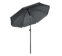 Outsunny sombrilla de playa grande ø180 cm sombrilla de terraza exterior con toldo inclinable hasta 45° protección uv50+ impermeable mástil de ø32 mm gris oscuro