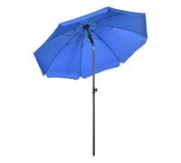 Outsunny sombrilla de playa grande ø180 cm sombrilla de terraza exterior con toldo inclinable hasta 45° protección uv50+ impermeable mástil de ø32 mm azul 180 cm