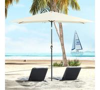 Outsunny Sombrilla de terraza exterior 202x293 cm con ángulo ajustable Café Marfil