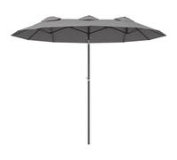 Outsunny Sombrilla doble de jardín 285x147x227 cm Inclinación 45° Manivela Gris