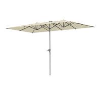 Outsunny Sombrilla Doble 4,5x2,6 m con Poste de Aluminio y Manivela Impermeable Protección UV50+, Sombrilla Terraza Exterior, Parasol Grande para Playa Piscina Terraza Crema