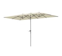 Outsunny Sombrilla Doble 4,5x2,6 m con Poste de Aluminio y Manivela Impermeable Protección UV50+, Sombrilla Terraza Exterior, Parasol Grande para Playa Piscina Terraza Crema