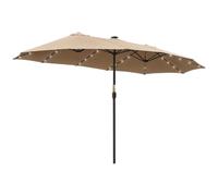 Outsunny Sombrilla doble de jardín 450x265x240 cm con 48 luces LED solares y manivela