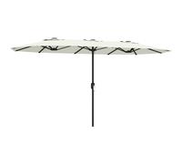 Outsunny Sombrilla Doble 4,6x2,6 m, Sombrilla Terraza Exterior con Manivela Manual, Protección UV50+, Funda Protectora, Resistente al Agua, Parasol para Jardín, Terraza, Patio, Blanco