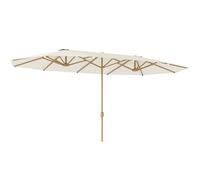 Outsunny Sombrilla Doble 4,6x2,7 m Sombrilla Terraza Exterior con Manivela Manual Resistente al Agua y Protección Solar Parasol Grande para Terraza Playa Piscina Beige