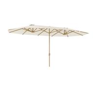 Outsunny sombrilla doble 4,6x2,7 m sombrilla terraza exterior con manivela manual resistente al agua y protección solar parasol grande para terraza playa piscina beige
