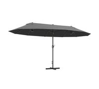 Outsunny sombrilla doble 4,6x2,7 m sombrilla terraza exterior con manivela manual resistente al agua y protección solar sombrilla grande para terraza playa piscina gris