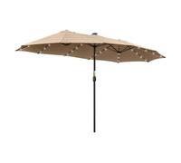 Outsunny Sombrilla doble de jardín 450x265x240 cm con 48 luces LED solares y manivela