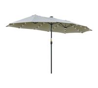 Outsunny Sombrilla Doble con Iluminación LED 450x265x240 cm Manivela y Protección Solar para Exteriores Gris Claro Aosom España