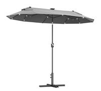 Outsunny Sombrilla Doble con Luces LED Solares Techo 295x150x219 cm Gris