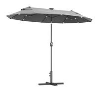 Outsunny Sombrilla doble 295x150x219 cm – para jardín, luces LED, inclinación y manivela manual