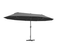Outsunny Sombrilla Doble con Manivela Manual 4,6x2,7 m Gris
