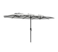 Outsunny Sombrilla Doble con Manivela Manual Protección UV50+ Funda Resistente al Agua Sombrillas para Jardin 4,6x2,6 m Blanco Aosom España