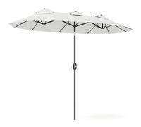 Outsunny Sombrilla Doble de Jardín 295x152x222 cm con Inclinación de 45° y Manivela Manual para Terraza Balcón Piscina Crema