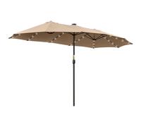 Outsunny Sombrilla doble de jardín 450x265x240 cm con 48 luces LED solares y manivela